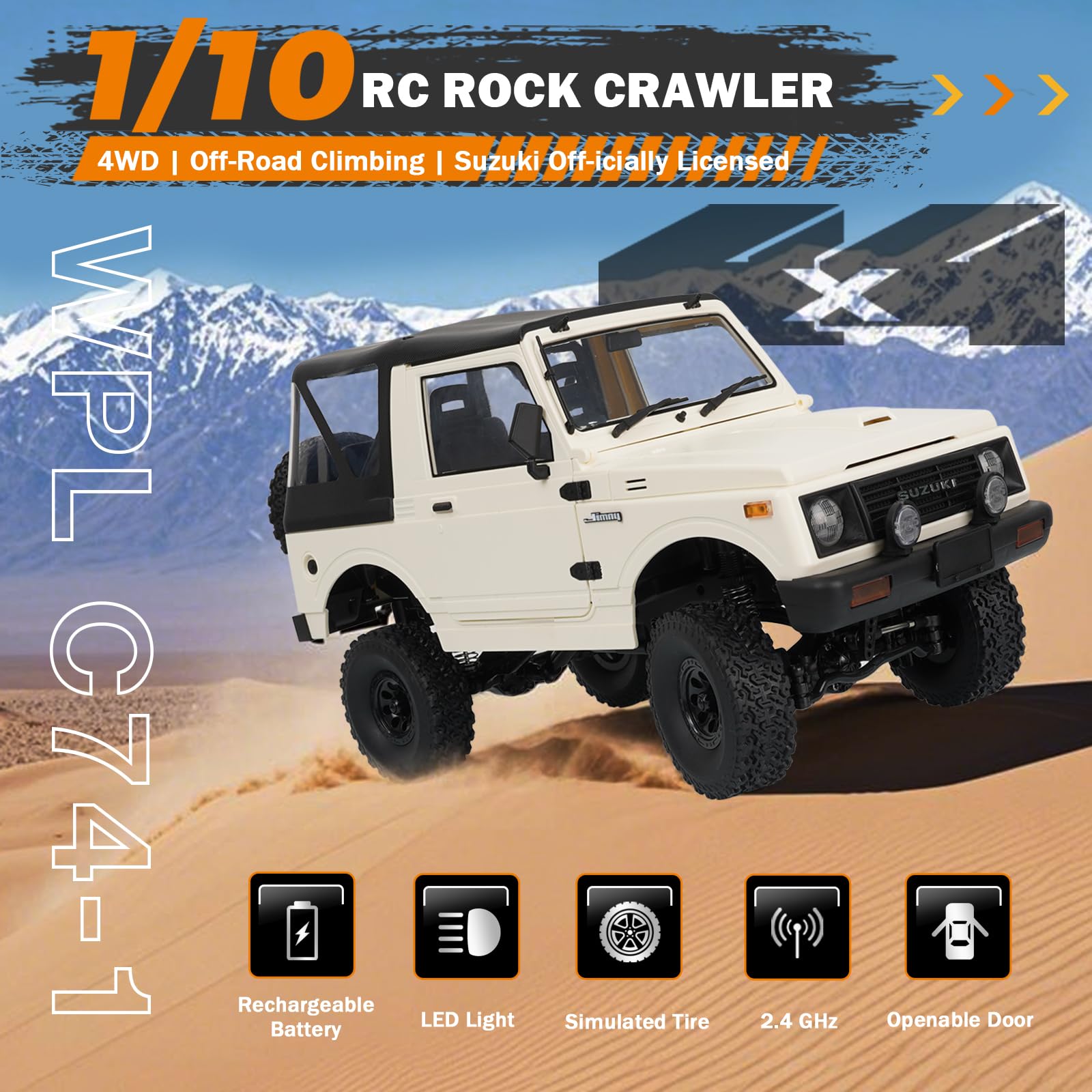 1/10 RC Crawler, WPL C74-1 Jimny JA11 RC Rock Crawler 4x4 2.4Ghz