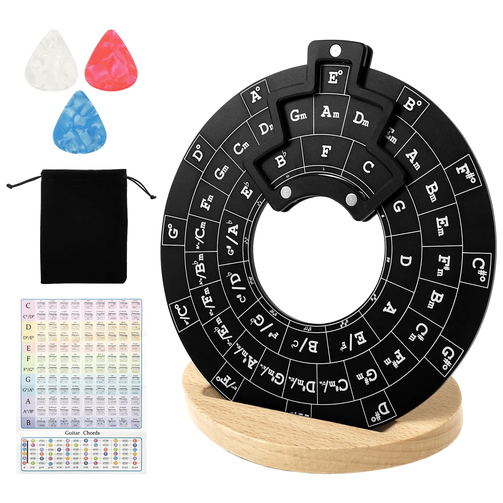 Circle of Fifths Wheel Decoder Kit Melody Tool Music Theory Plate Learning Tool Chord Series Table Guitar Chord Wheel Sturdy Interesting Easy to Learn Round Circular Chord Tool Set for Musicians