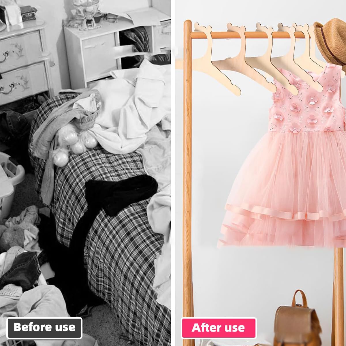 Lot De 10 Cintres En Bois Créatifs Pour Bébé - Cintres En