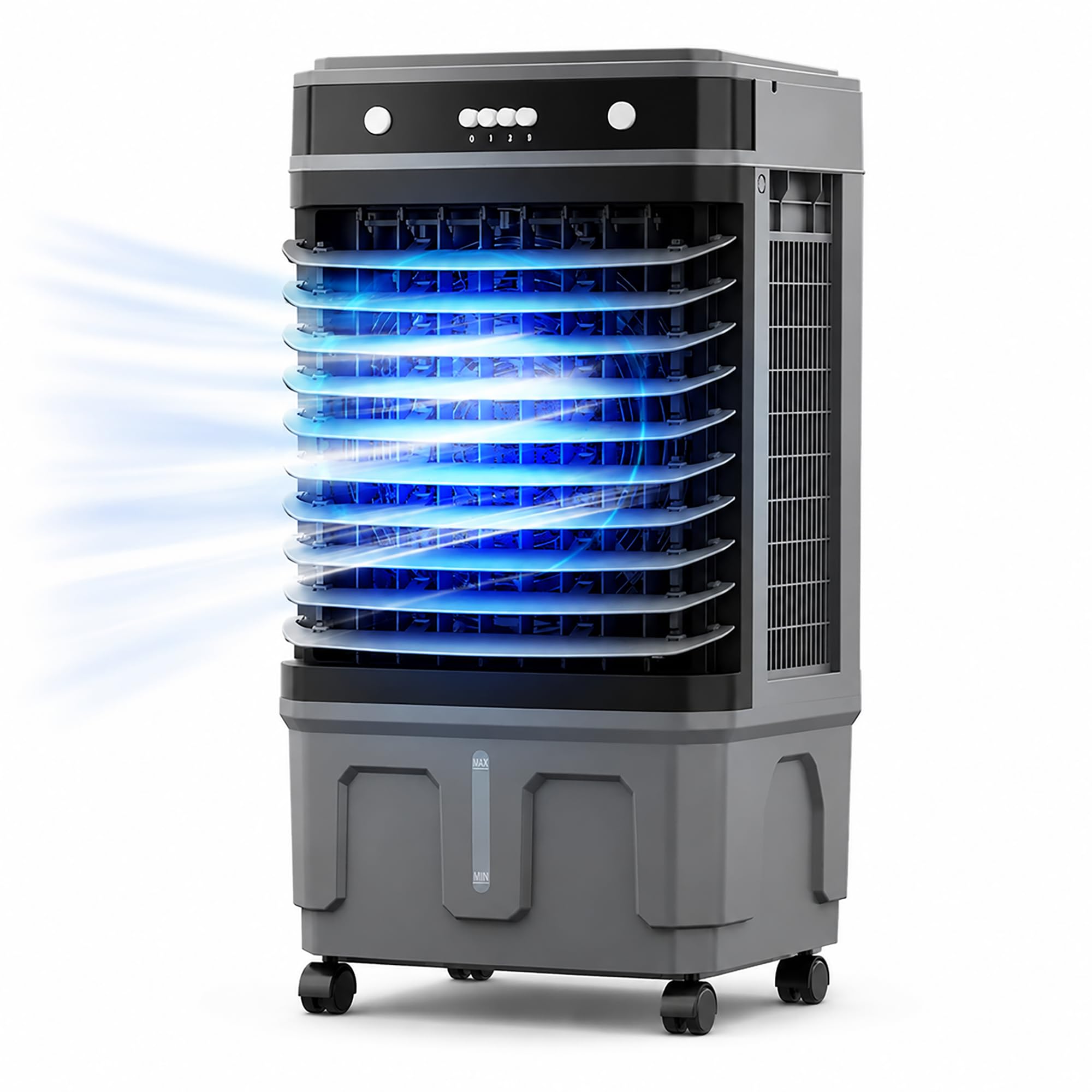 Portable Evaporative Air Cooler, Mobile Air Conditioner No Exhaust Hose, Quiet Swamp Cooler with Ice Boxes for Indoor Commercial Use black 35.4in