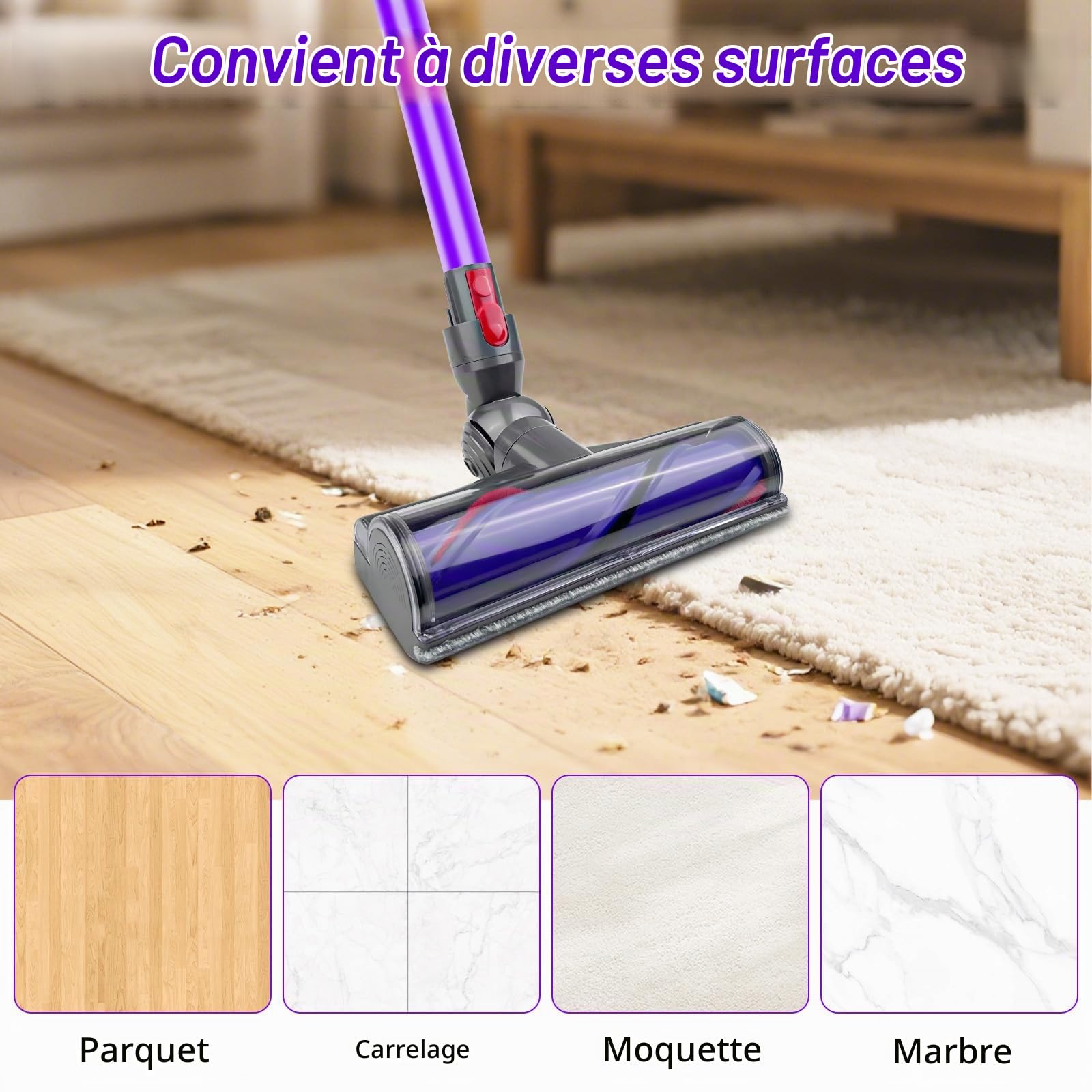 Tête de Brosse, Brosse Motorisée Compatible avec Aspirateur Dyson