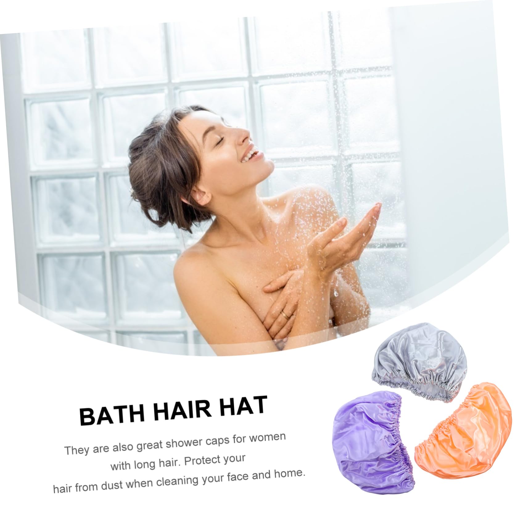 3 piezas Gorro de Ducha Reutilizable para Mujer Pack de Satinado Gorro para Baño y Color Rosa Melocotón Gris