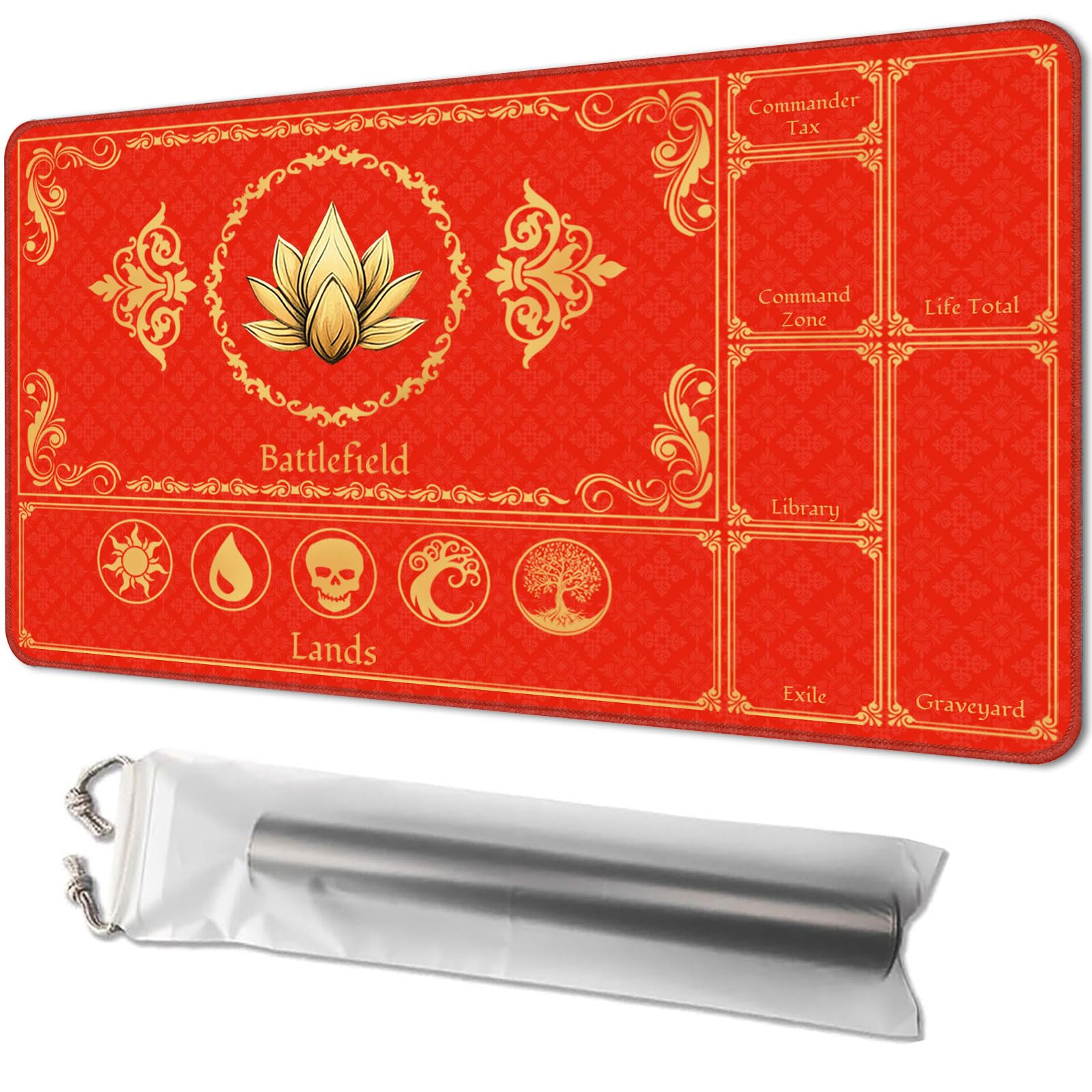 Playmat for MTG, Size 24 x 14 inches, Personalized TCG Card Game Mat for Magic The Gathering Players – Unique, Ideal for Card Game Enthusiasts, Red