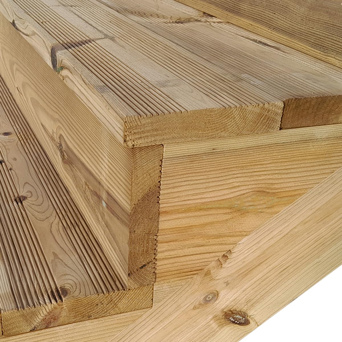 Escalera exterior h241cm - 14 peldaños de madera D29cm, B80cm CON apariencia