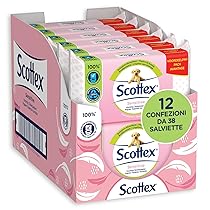 Scottex Sensitive, Carta Igienica Umidificata, Biodegradabile, Confezione Riciclabile, 456 Salviette (12×38)