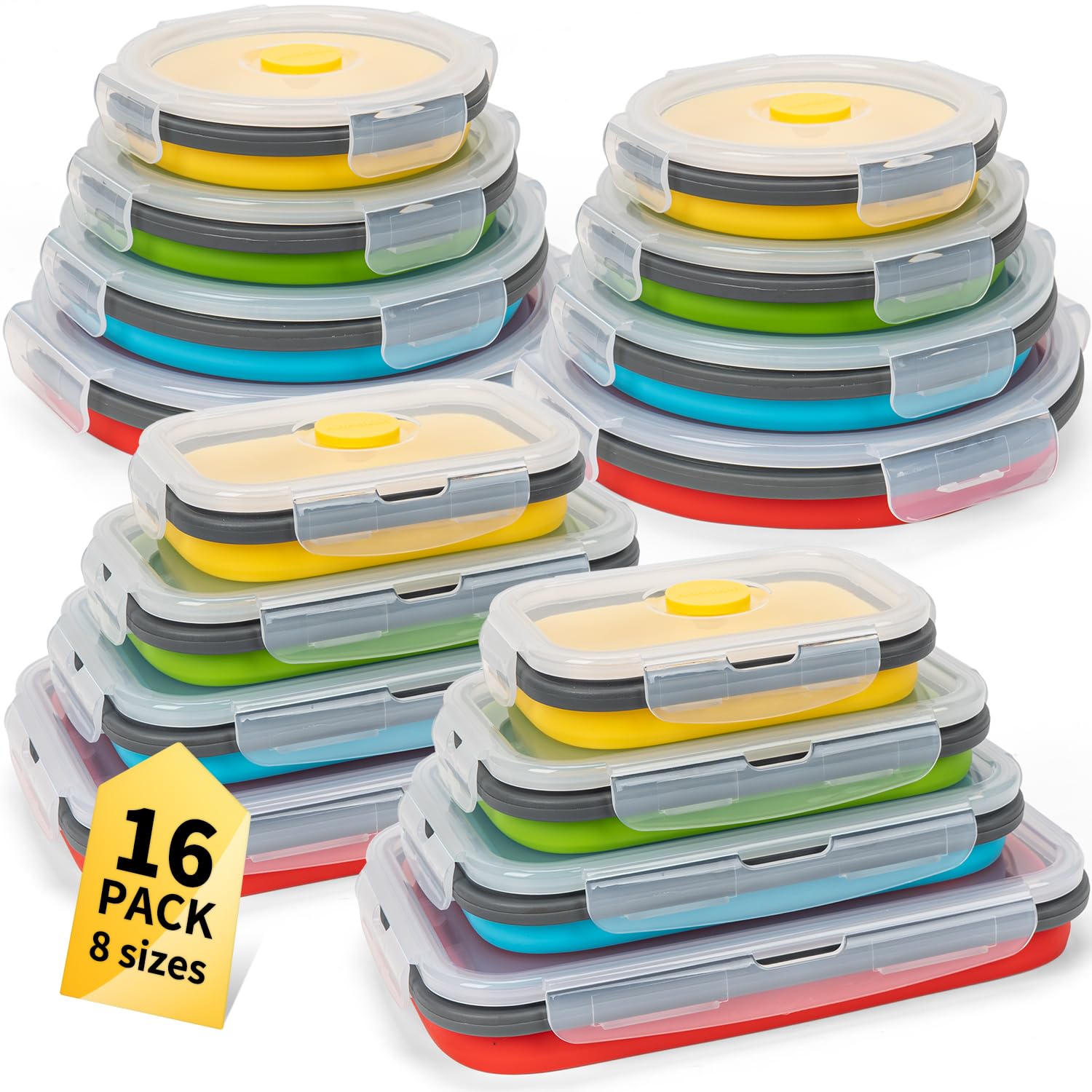 Sacchetti per alimenti in silicone, riutilizzabili, con chiusura a cerniera, adatti per congelatore, microonde, forno e lavastoviglie, design autoportante