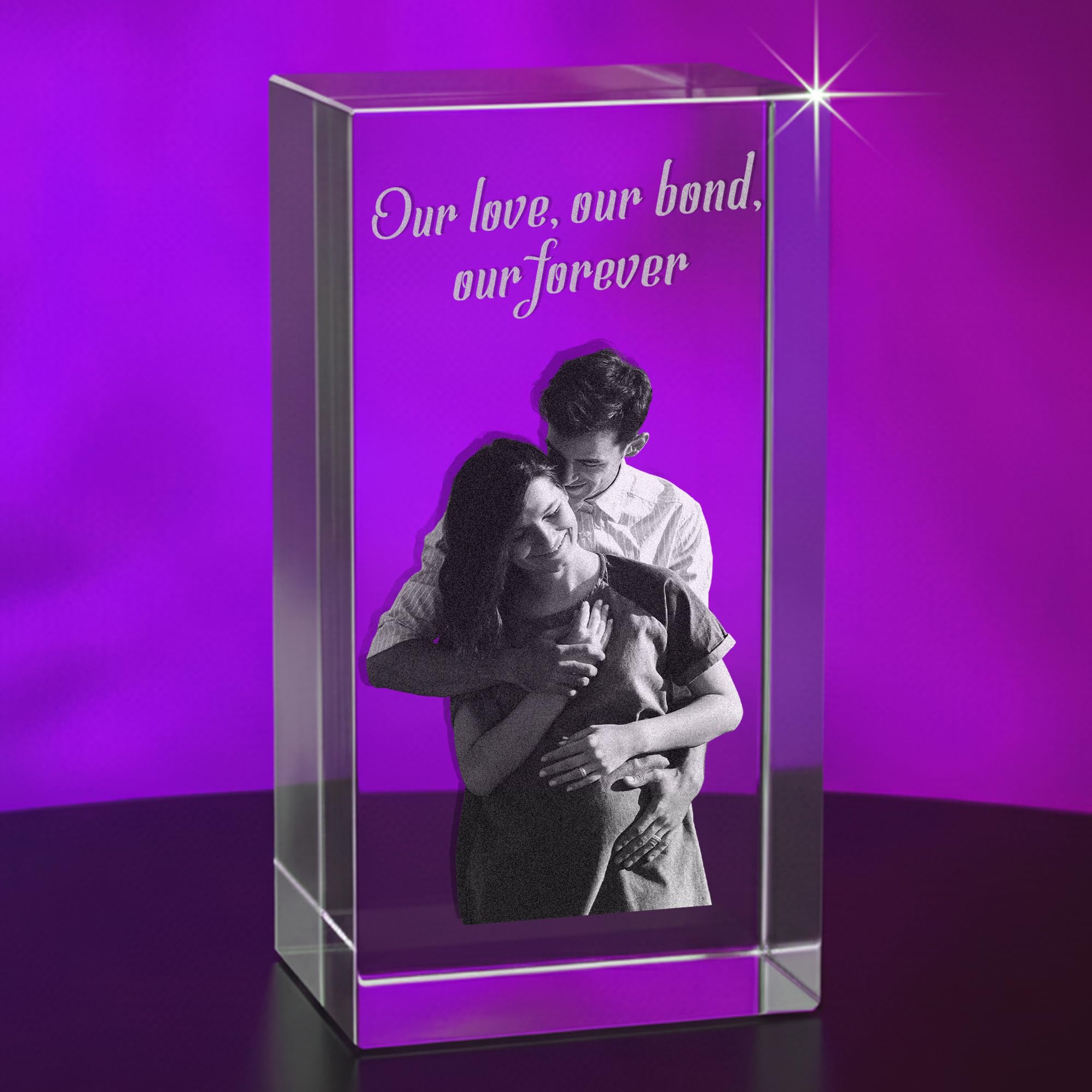 Print Maniacs Crystal Clear Personalised 3D Crystal Candle Photo Gift – Custom Laser Engraved Picture – Memorial, Anniversary & Couple Keepsake