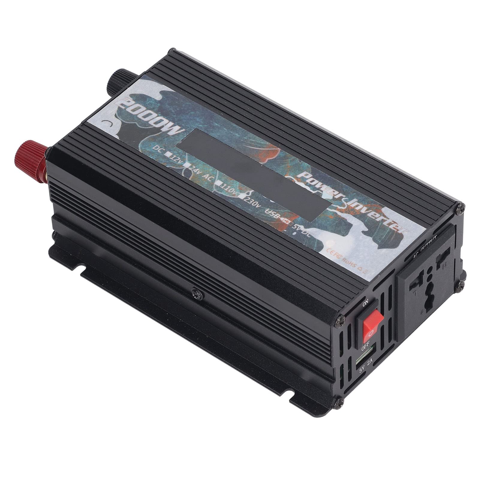 Convertidor de Corriente, Pantalla LCD Solar del Inversor de Corriente del Coche de CC a CA de 2000 W para Cámaras (DC24V)