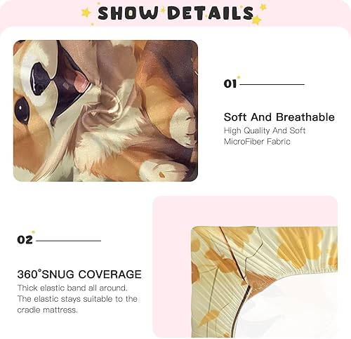 Miniatura 5 de Fitted Crib Sheets Kawaii Dog on Swing Sunflower Baby Crib Sheets for Boy & Girl Toddler Mattress Sheets 21216279