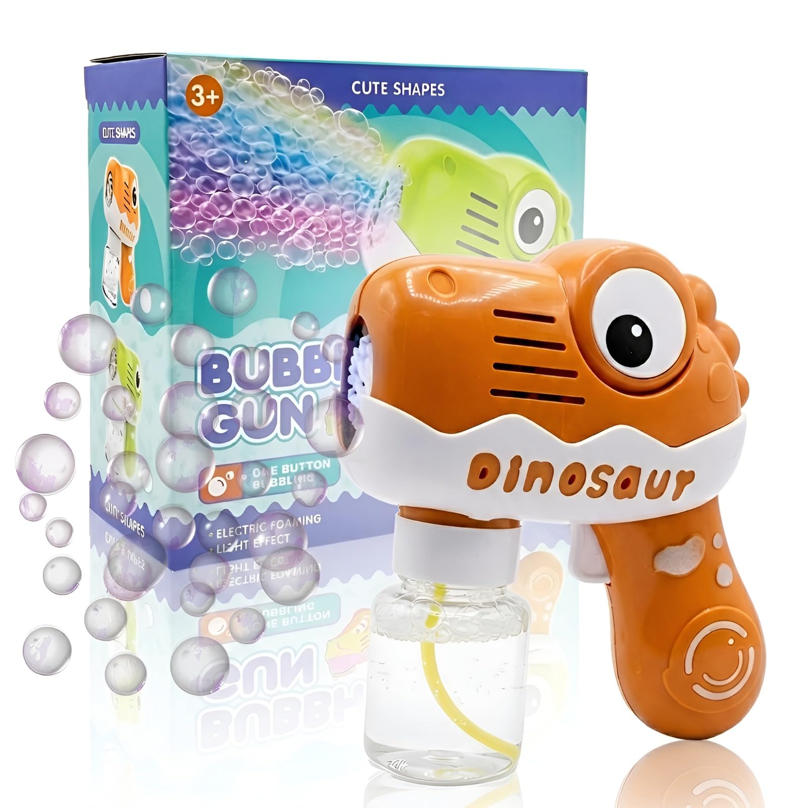 WireScorts Cute Dino Bubble Gun Toys for 3+ Year Old Kids Boys Girls, Automatic Bubble Machine with Bubble Solution, Summer Outdoor Kids Toys for Birthday Gifts for 3 4 5 6 7 8 Year Old-image-8