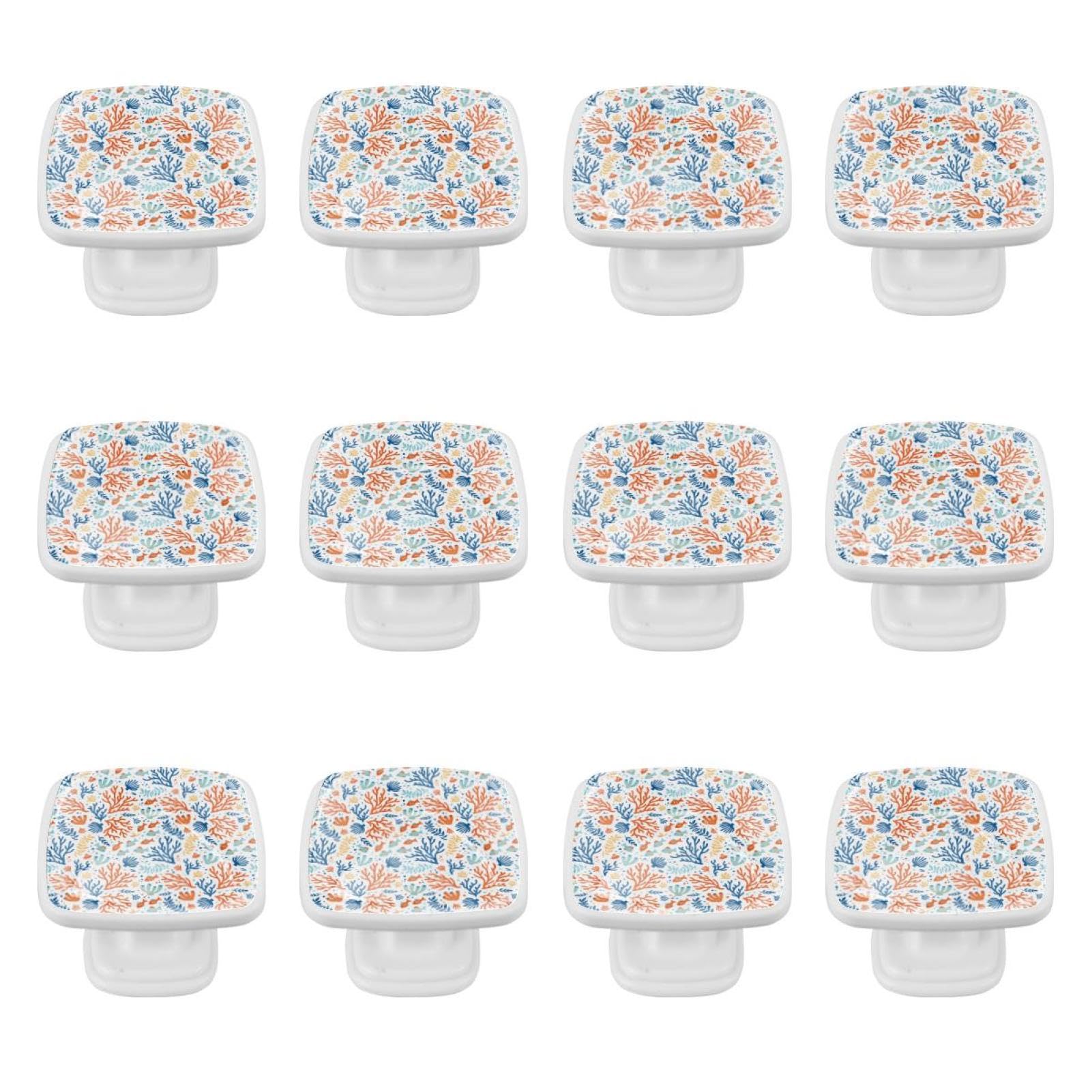 Cassetto quadrato moderno con viti (12 PCS) modello pesci corallo