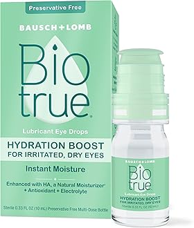 Hydration Boost, Preservative-Free Eye Drops for Dry Eyes, Instantly Moisturizes, Rehydrates, Contact Lens Friendly, Refresh & Relieve Eye Irritation, 0.33 FL Oz (Pack of 1)