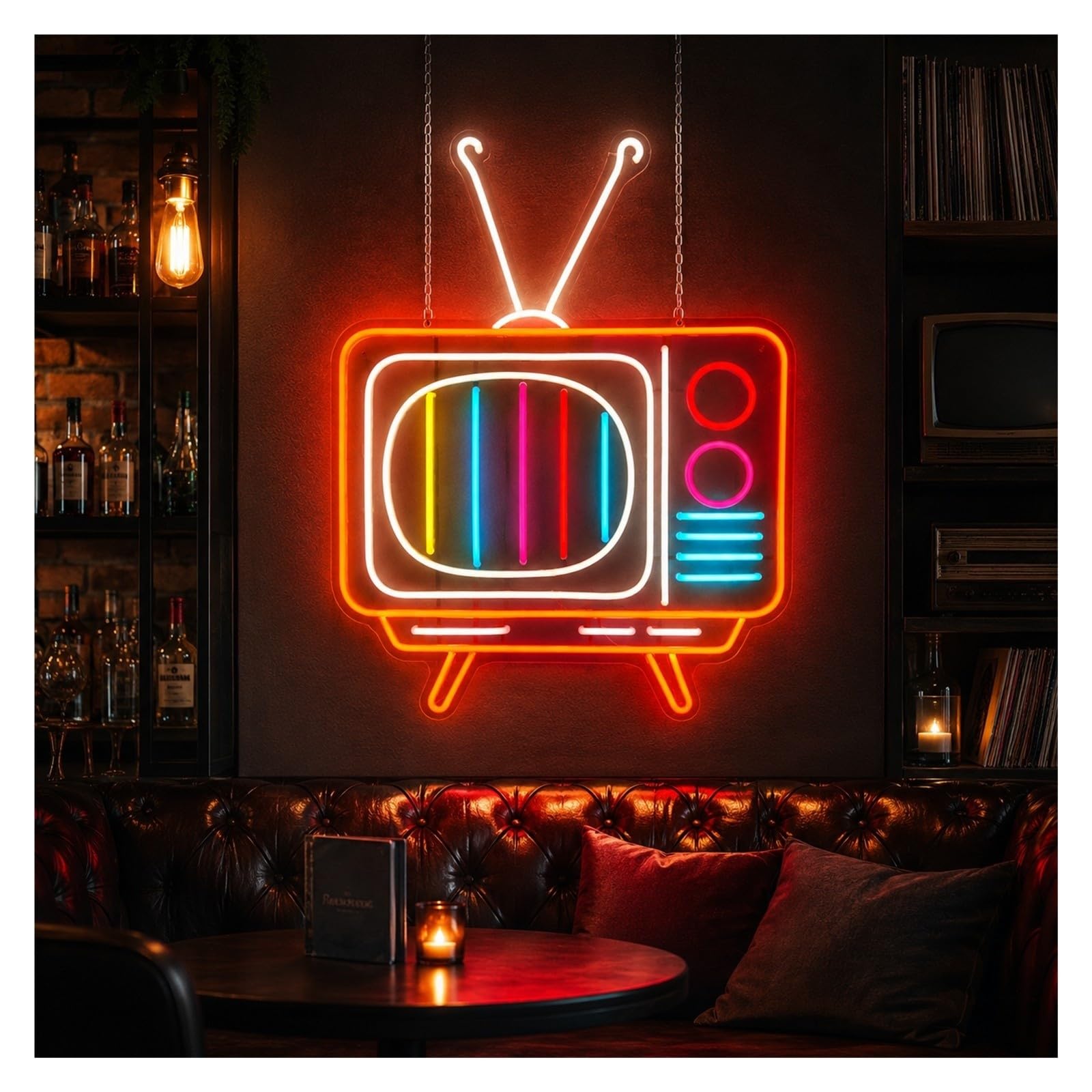 Decoración Lámparas Letrero De Neón Televisión Retro TV