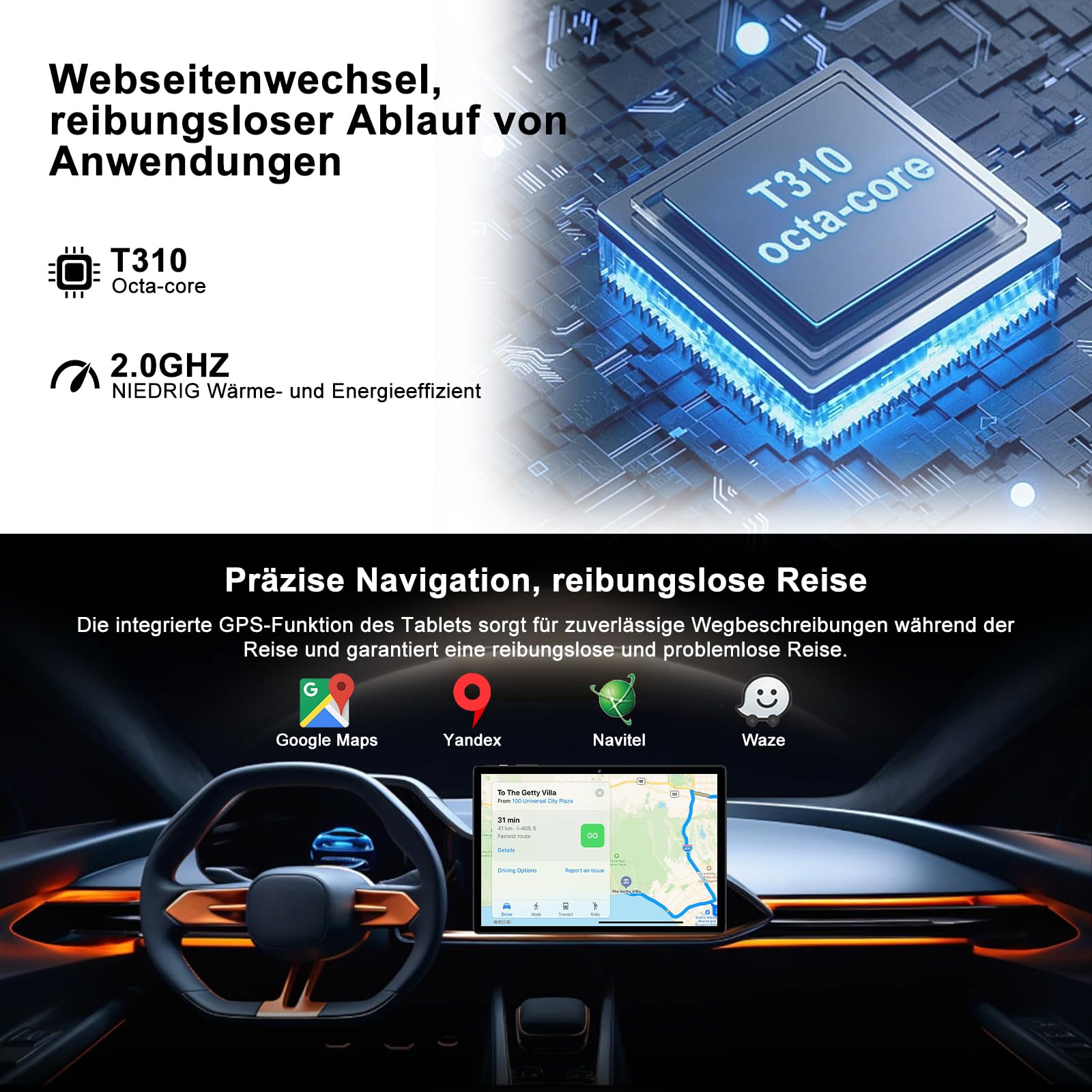 2026 Neuestes Android 15 Tablet 【30 GB RAM + 128 GB ROM+2TB】【Gemini AI】10.1 Zoll, , Widevine L1, Octa Core, 8000 mAh, 8 MP + 5 MP, BT 5.0, GPS,GMS,Tablets mit Maus, Tastatur und Schutzhülle-Schwarz