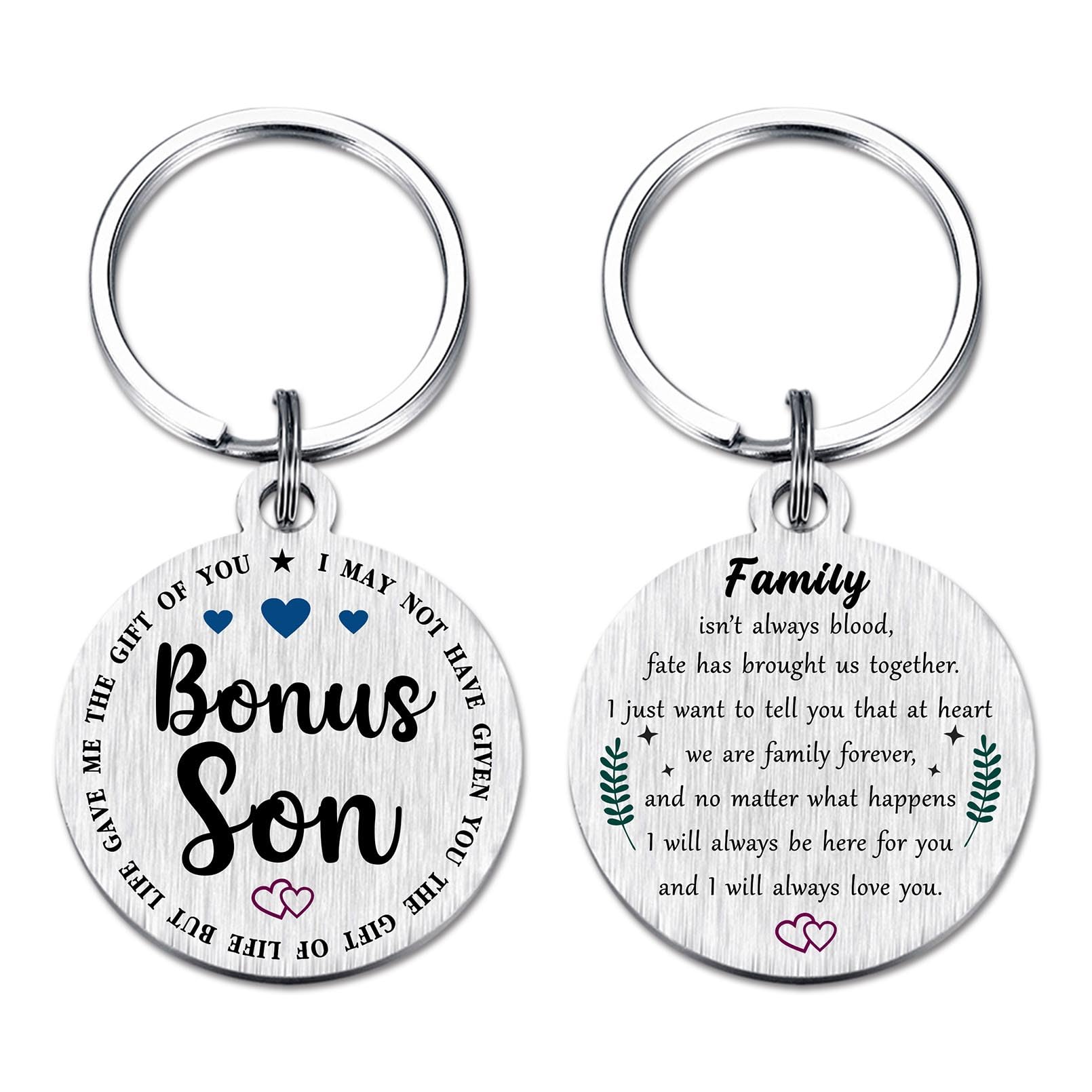 Viayen Valentines Day Gifts for Bonus Son, Stepson Unbiological Adopted Step Son Stepson Birthday Easter Graduation Keychain