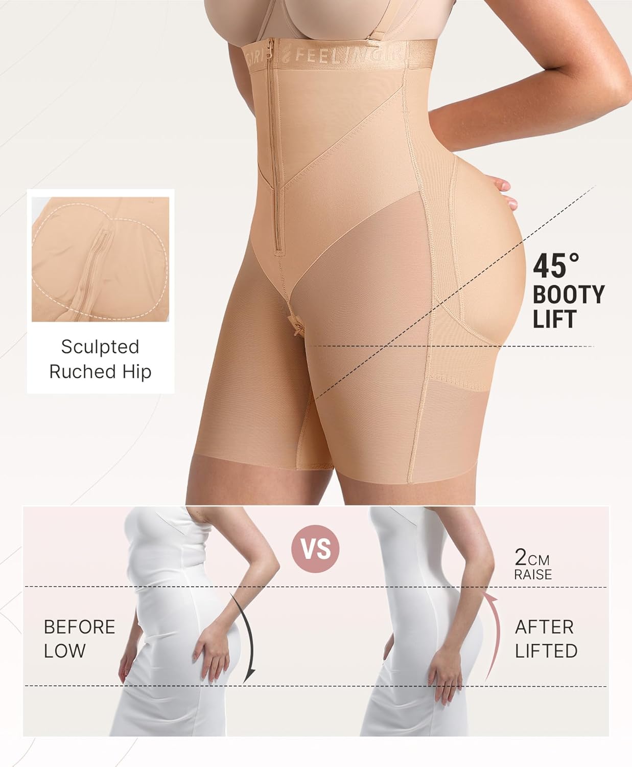 FeelinGirl Strapless Shapewear for Women Tummy Control Plus Size Butt Lifting Panties Postpartum Body Shaper - Image 2