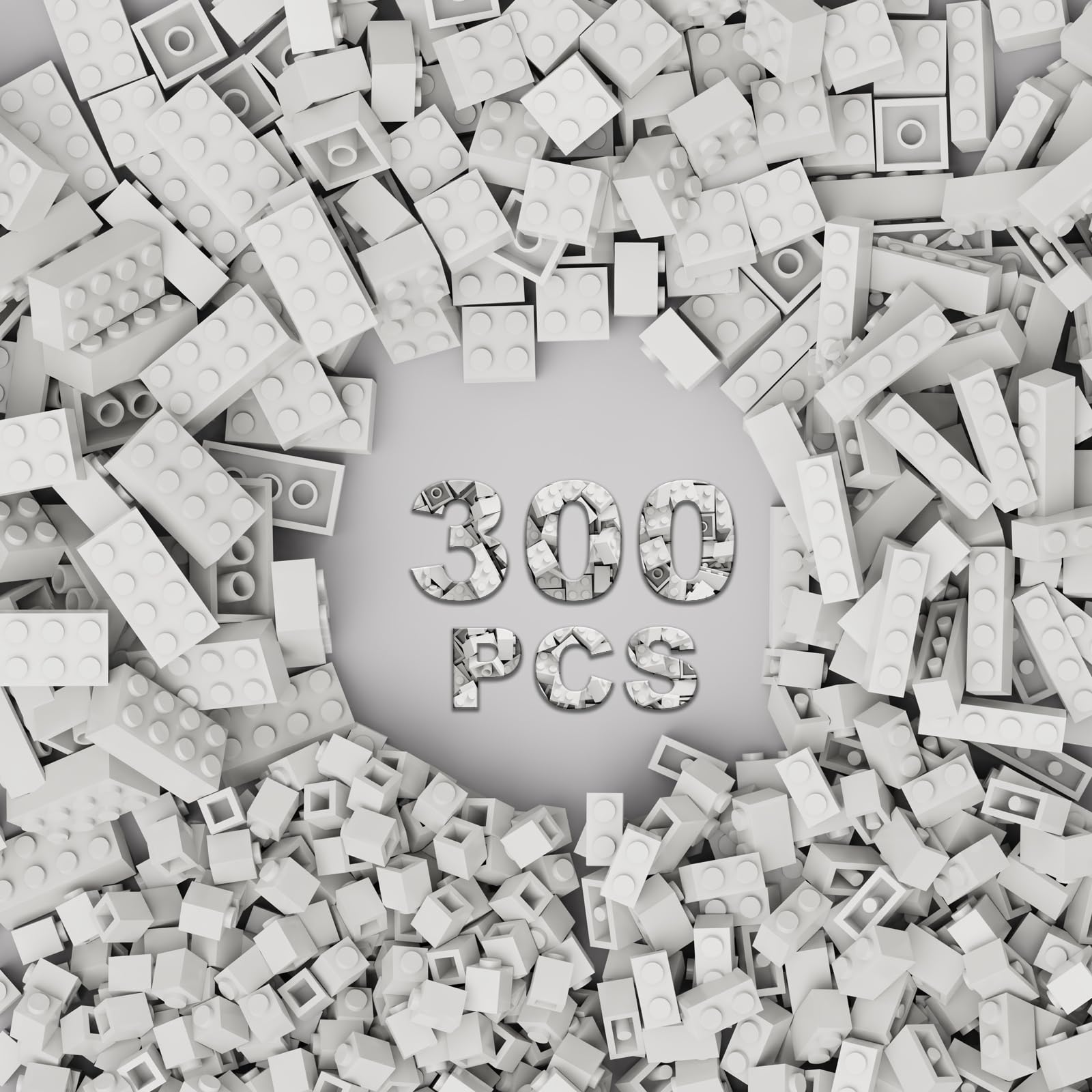 TTEHGB TOY 300 Pcs Classic Building Bricks, White Bulk Compatible With Lego Parts and Pieces