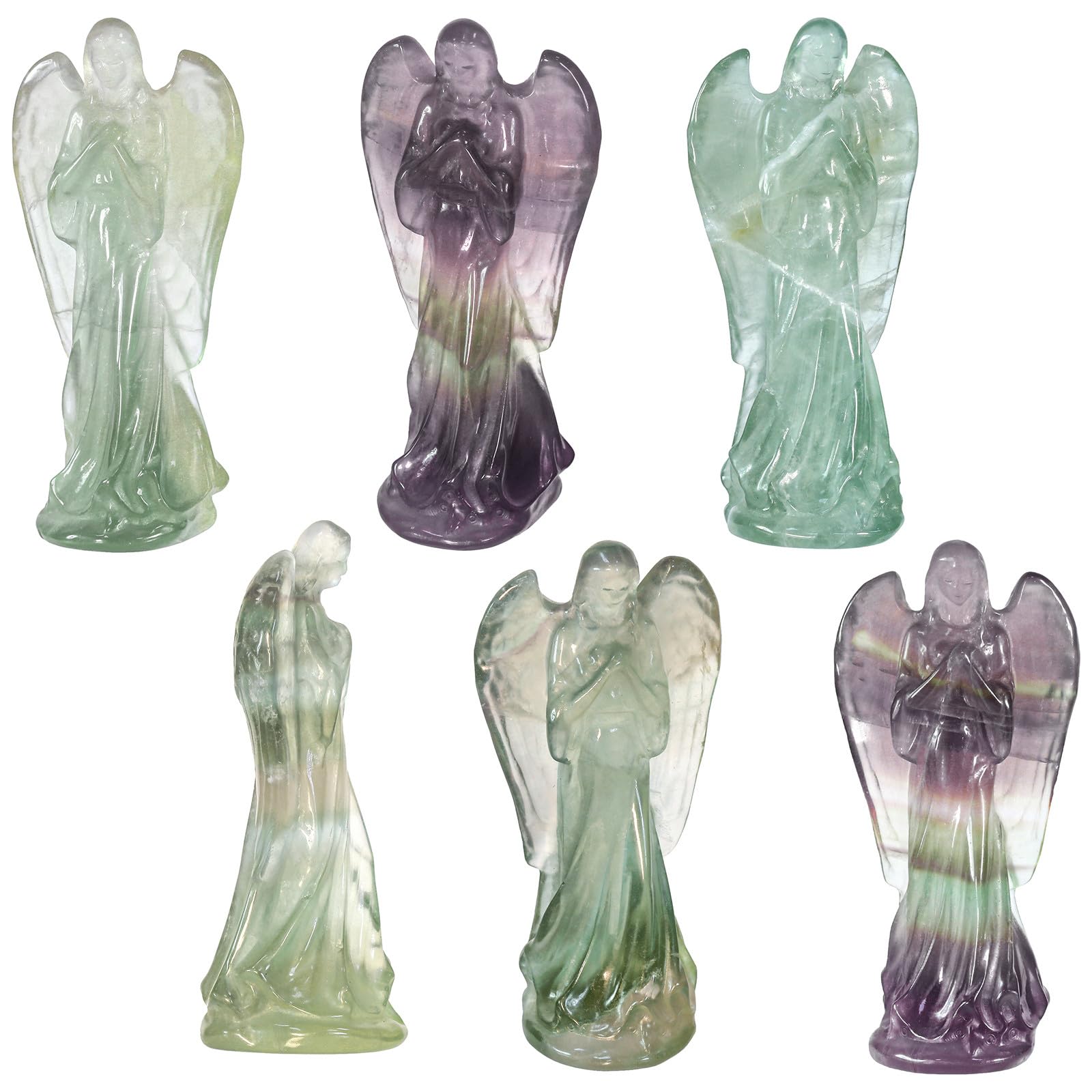 Nupuyai 3.3" Fluorite Crystal Angel Statue - Image 4