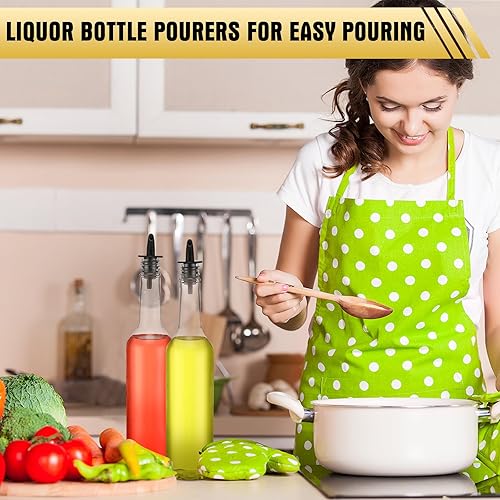 Miniatura 7 de Tioncy 10 juegos de botellas de plástico de 15 onzas con vertedores, 10 botellas de plástico de cuello largo con vertedor y tapas, botellas de