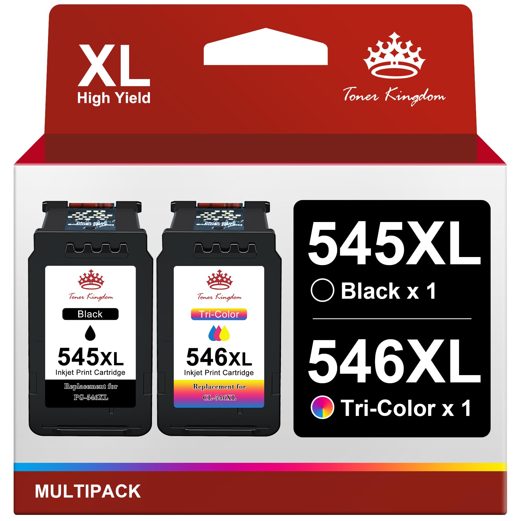 Toner Kingdom PG-545XL CL-546XL Kompatibel für Canon Druckerpatronen 545 546 XL für Canon TS3450 Tintenpatronen für Pixma TS3350 TS3150 TS3351 TS3452 TR4550 TR4551 TR4650 MX495 Tinte (Schwarz, Farbe)
