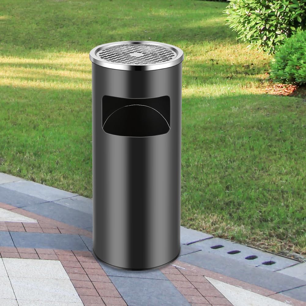 Edelstahl Mülleimer 30 Liter freistehend schwarz 25x25x60 cm 2 Stück
