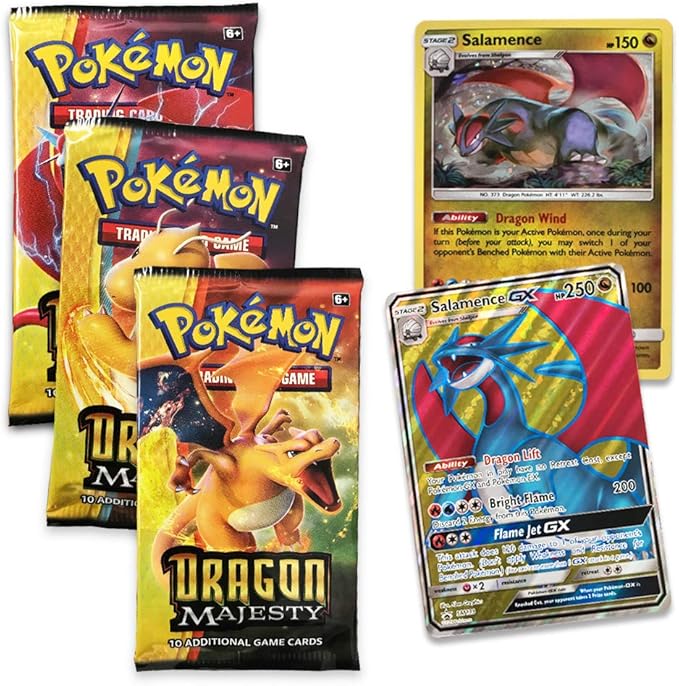 POKEMON Dragon Majesty Salamence GX Collection Box 5 Booster Packs