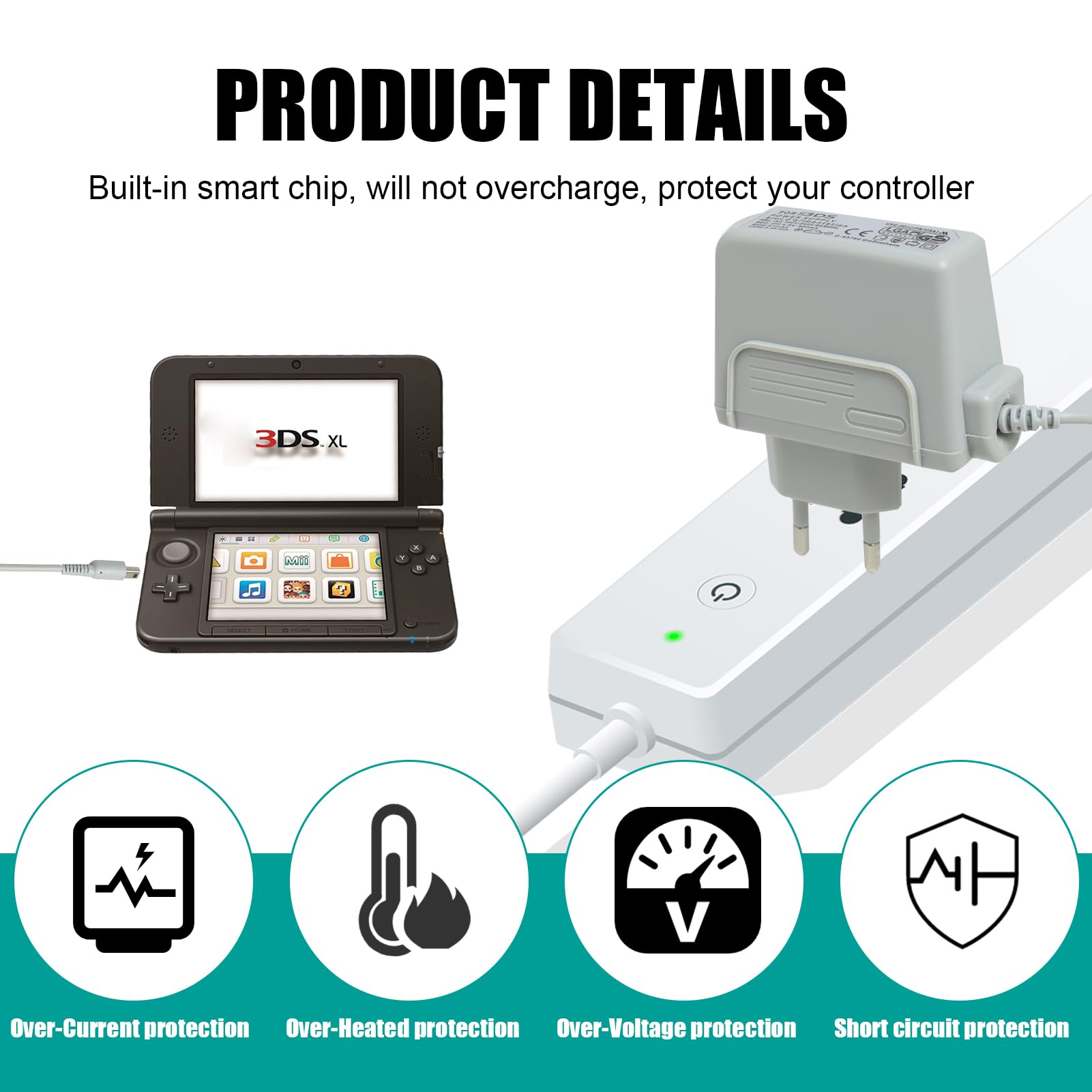 Eaxus - Alientation Chargeur Secteur pour Console Nintendo 2DS - 3DS