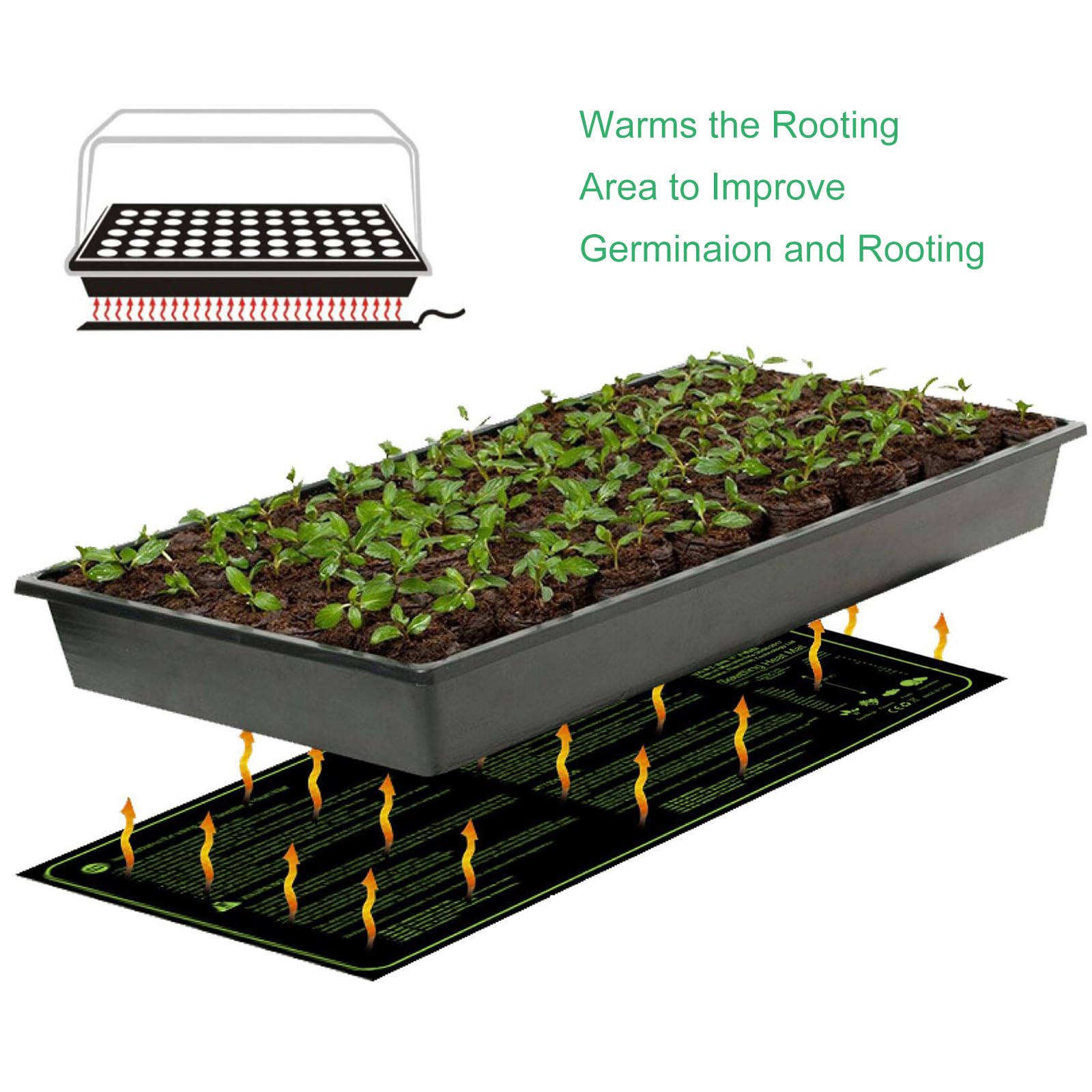 Tappeto Riscaldante per Piantine Tappetino Riscaldante per Piante da Interno per la Germinazione IP67 Impermeabile Tappetino Riscaldante Germinazione, per piantine, Rettile Anfibio, 52 x 25cm