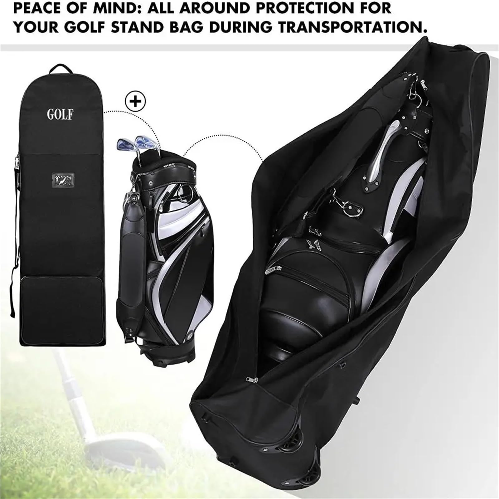 Funda para Bolsa De Golf Bolsa de Viaje Plegable for Palos Golf con Ruedas, Gran Capacidad Almacenamiento, Impermeable, 600D, Transporte aviación