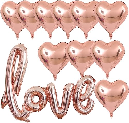 Globos de papel de aluminio con forma de corazón de oro rosa de 18 pulgadas globos gigantes de aluminio para cumpleaños boda compromiso vacaciones