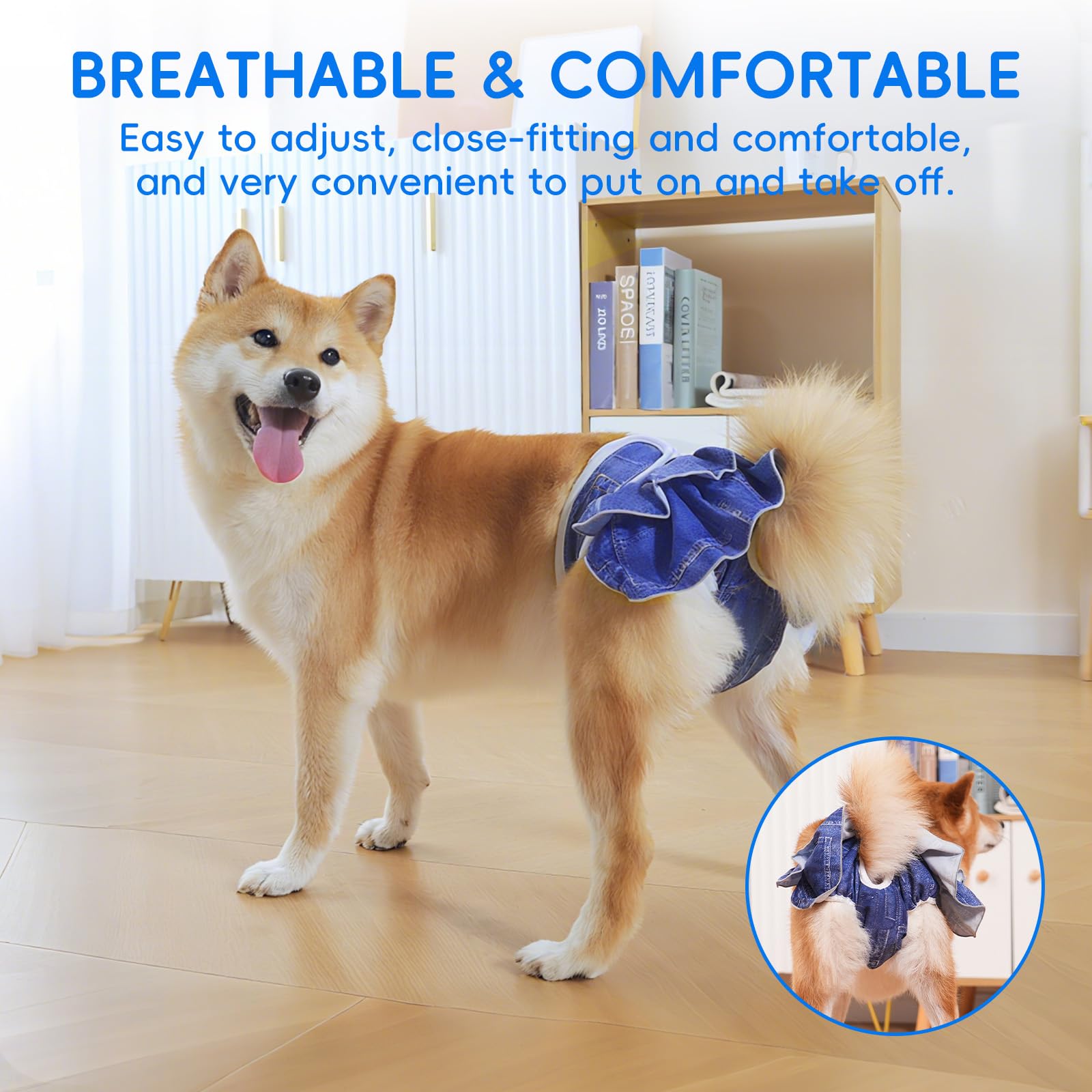 AMFUN 3 Pack Washable Dog Diapers Female, Washable and Reusable dog diapers, Pet Soft Dogs Nappies - Image 3
