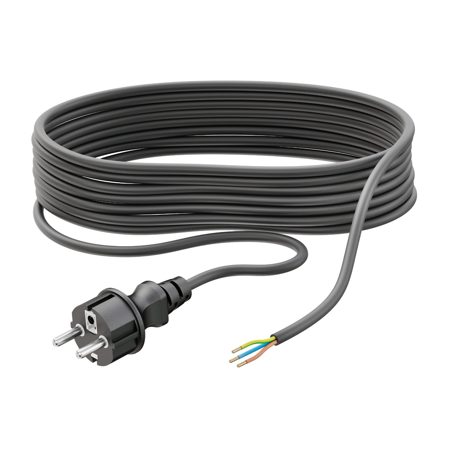 ledscom.de Prise Schuko type F avec câble extérieur, 5 m, noir, 3 x 0,75 mm²