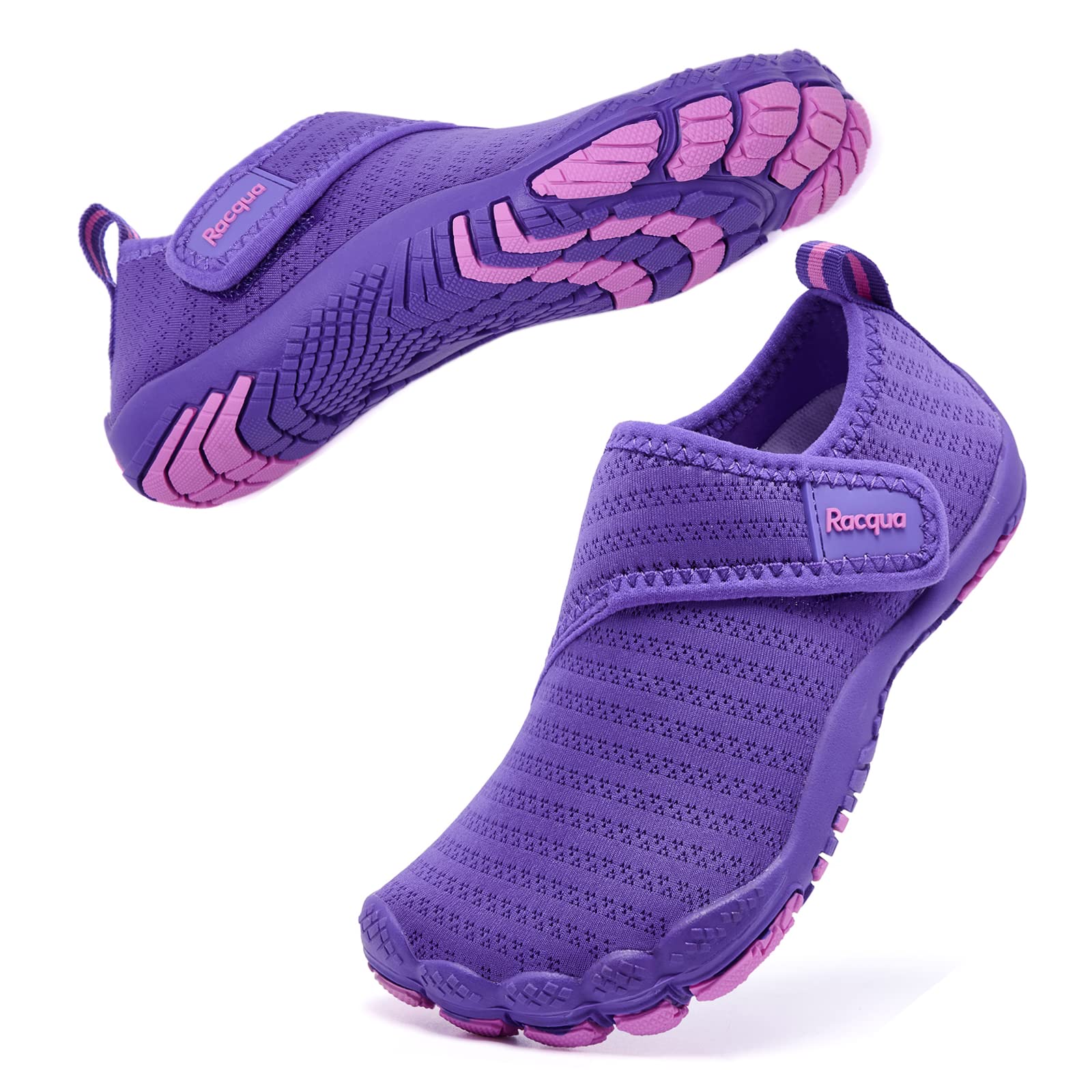 Racqua Kids Water Shoes Girls Quick Dry Lightweight Sport Beach Aqua Shoes Barefoot Outdoor Swim Pool Walking Boating Surfing Shoes Big Kid Purple 2