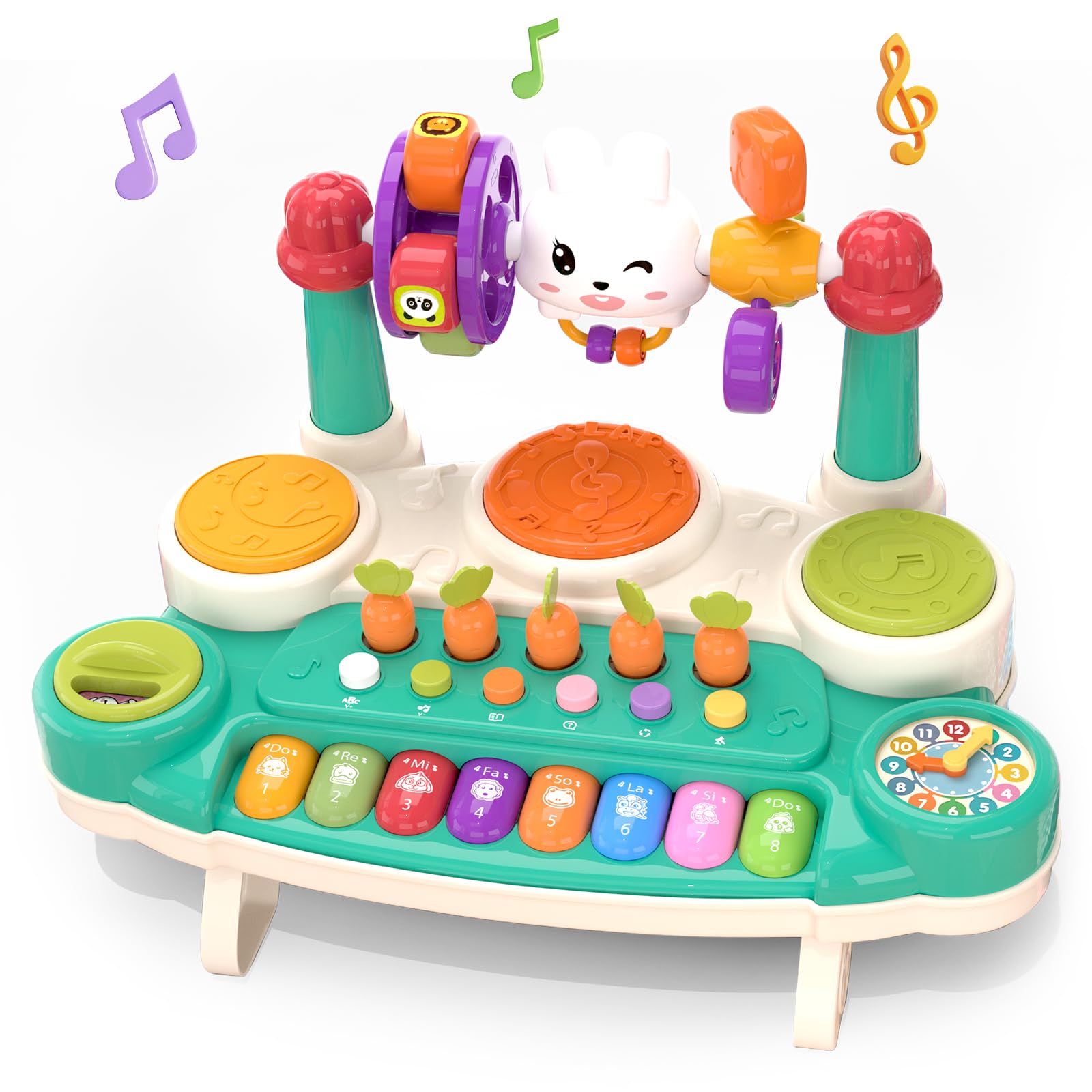 LESSETI 20-in-1 Musical Piano Keyboard Toy, Toddler Drum Set for 1-3, Blue | STEM Educational Sensory, Interactive Montessori Preschool, Electronic