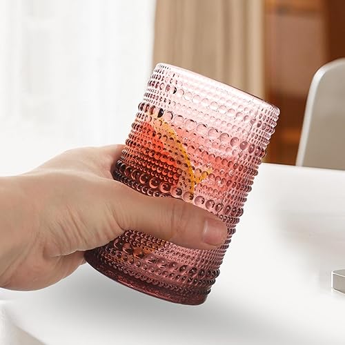 Miniatura 6 de Juego de 6 vasos para beber Hobnail de 15 onzas, vasos de vidrio vintage de Júpiter, vasos de cristal vintage de Júpiter en relieve para cerveza,