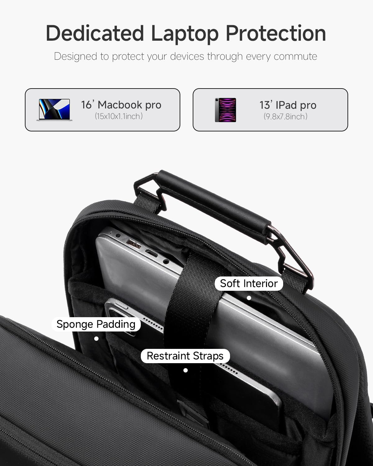 MARK RYDEN - Zaino da uomo, in pelle, impermeabile, 17 l | Zaino da uomo per laptop da 15,6 pollici, con manico in alluminio, ideale per viaggi d'affari e visite ai clienti