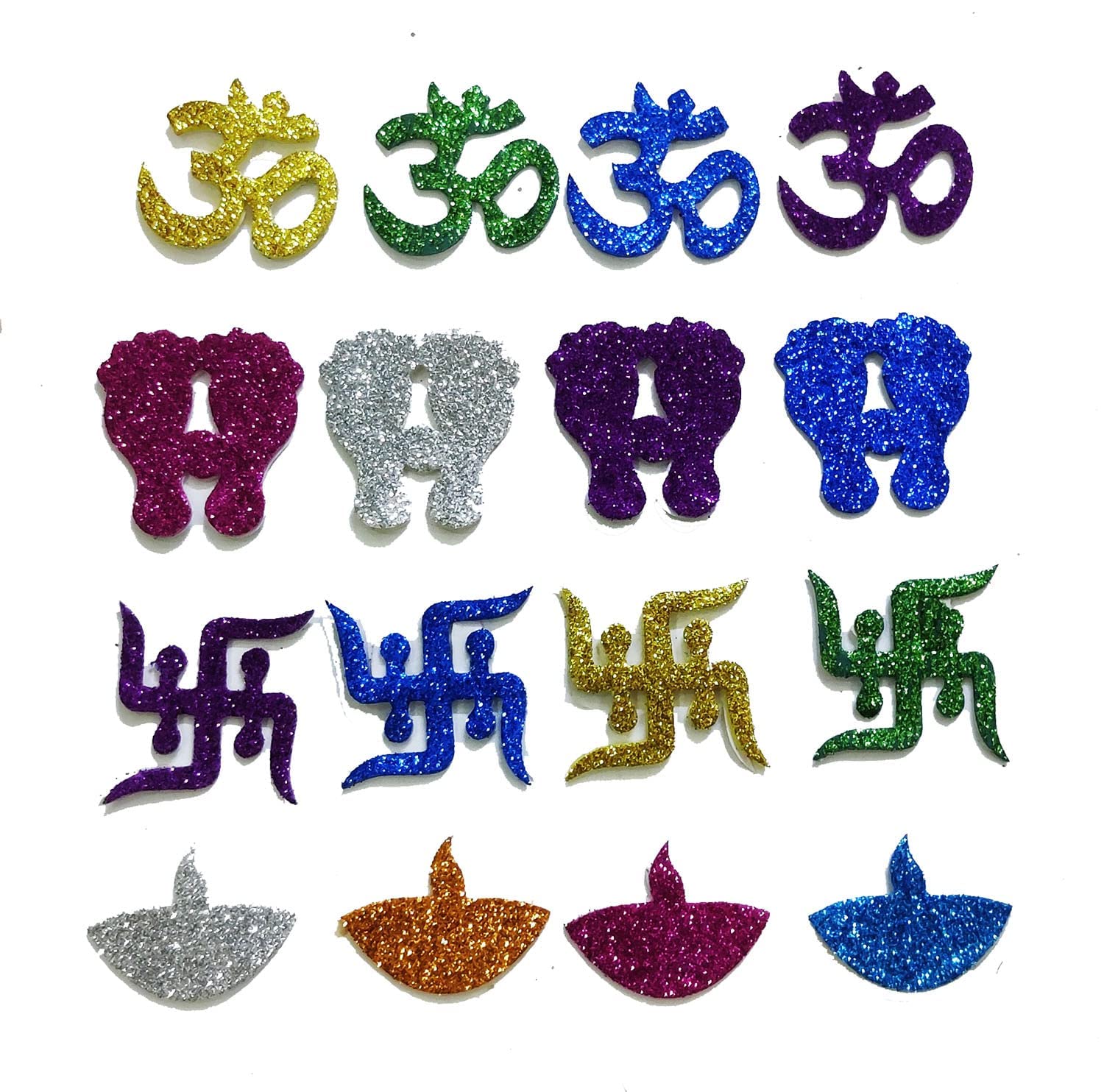 Chuz N Pick Multi-Variety Shape Diwali Decoration Foam Sickers for Art and Craft Work, Diwali Decoration, School Projects for Kids, Adults self Sticked Glittered Stickers (48 Stickers of 4 Types)-image-38