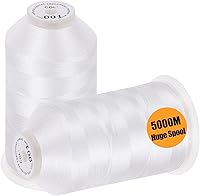 New Brothread 2 Huge 5000M Spools 40WT Polyester Embroidery Thread White - Bulk for Home & Commercial Machines