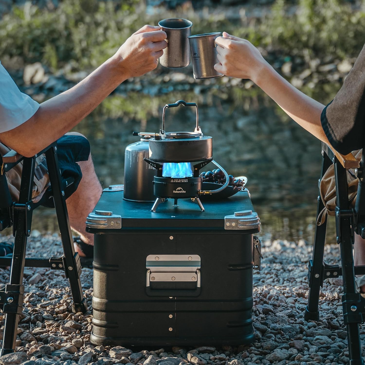 Naturehike Estufa de camping plegable ligera para exteriores, estufa de campamento de isobutano portátil con bolsa de transporte para senderismo y viajes