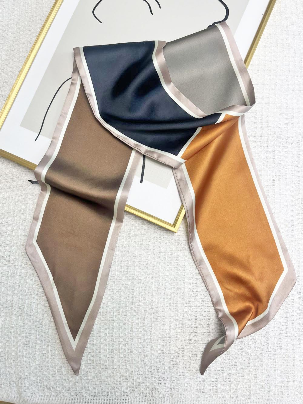 Julunar Hair Scarf for Women Silky Long Neck Head Scarves Purse Bag Scarfs for Handbag Satin Headscarf - Image 3