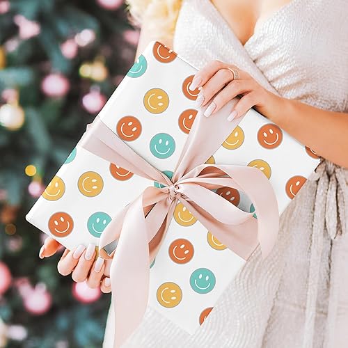 Miniatura 6 de AnyDesign - 12 hojas de papel de regalo retro bohemio plegado plano colorido arco iris margarita regalo papel de arte Groovy para baby shower,