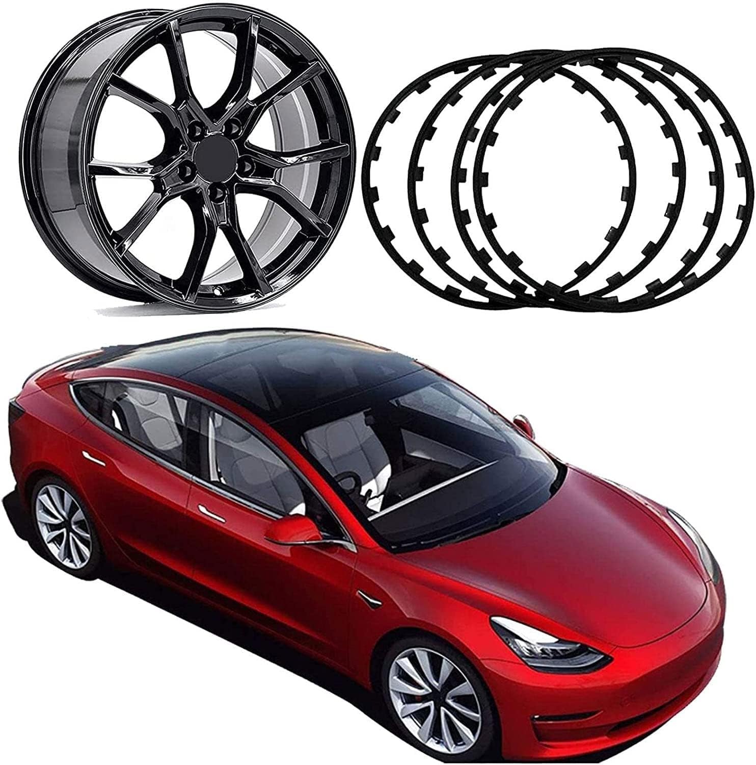 4Pcs Car Vehicle Wheel Rims 22Inch Edge Protector Ring,Tire Guard Decor, Nylon Anti-Scratch Strip for All Car(Color:Black,Size:21in)