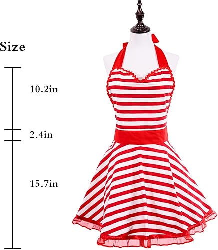 Miniatura 4 de Violet Mist Hermoso Delantal Sweetheart para Mujeres y Niñas Hecho a Mano Retro Lindo Delantal para Mujeres Vestido de Cocina Vintage a Rayas