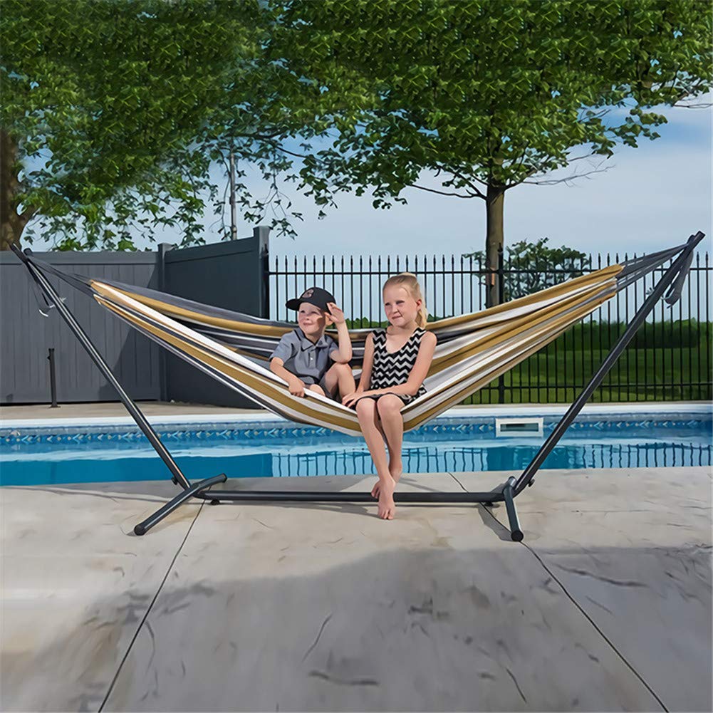 Leadigol Amaca In Cotone Portatile Da Trekking – Singola, 280x80cm, A Righe Blu, Con Corde E Sacca, Per Campeggio E Giardino