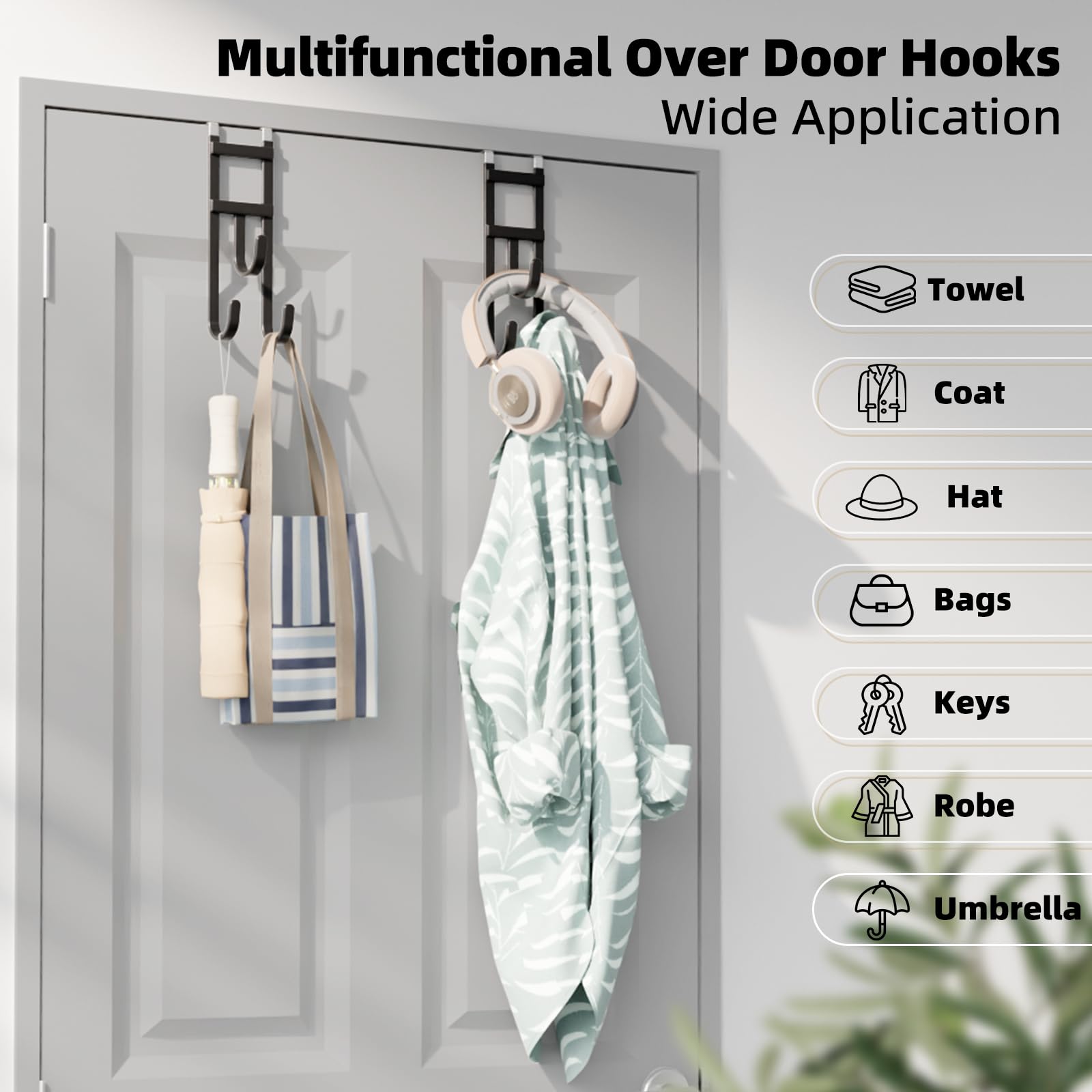 Over-the-Door Hooks - No Drill, 2 Pack -3 Over-the-Door Hooks - No Drill, 2 Pack -3