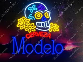 24"x24" Cerveza Modelos Especial Sugar Skull LED Sign Light Neon Signs Lights Wall Party Decor Lamp With Dimmer A124MECS-XLED