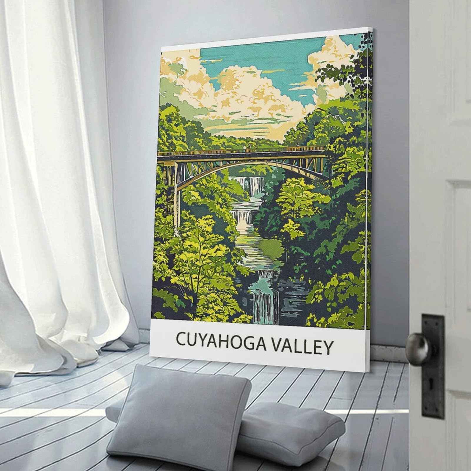 Junmoney Cuyahoga Valley Waterfall Wall Picture Print 24x36inch(60x90cm), for Corridors, Hallways Or Apartment Entries, Wall Decor to Refresh Empty Corners