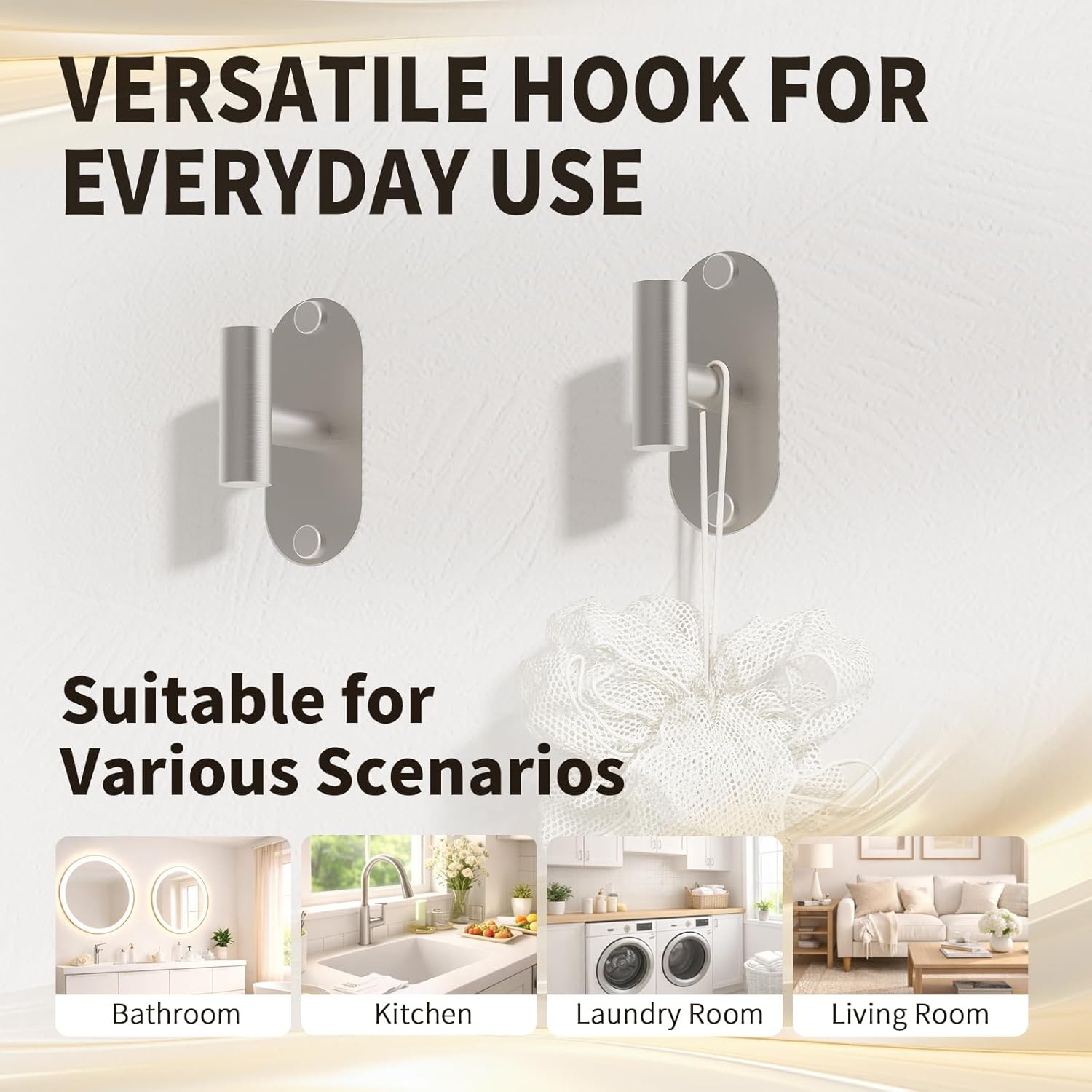 5-Piece Bathroom Hardware Accessories Set, Self-Adhesive & Wall Mounted SUS304 Stainless Steel Towel Bar Set, Adjustable Towel Bar, Towel Ring, Toilet Paper Holder & 2 Hooks(Brushed Nickel)