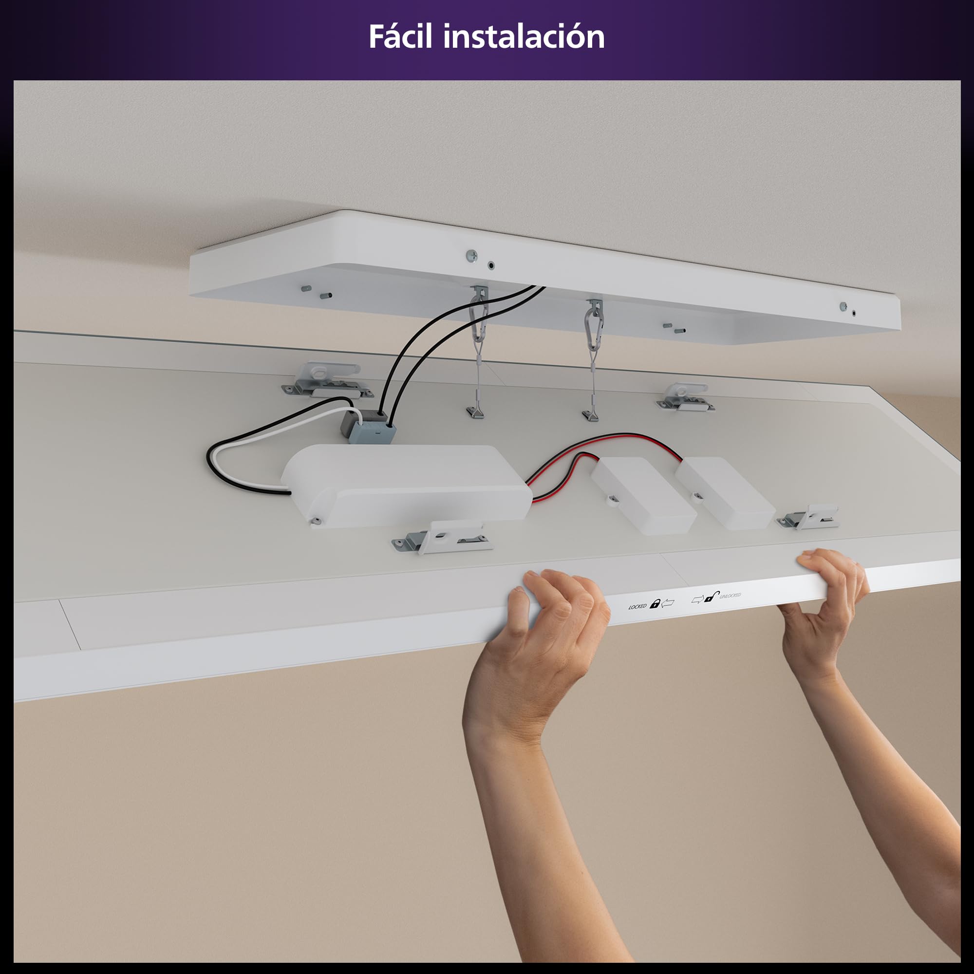 Philips Hue Datura Panel LED Inteligente (rectangular 30 x 120 cm), luz blanca y de color, compatible con Bluetooth, control por voz con Alexa, Apple Home y Google Assistant