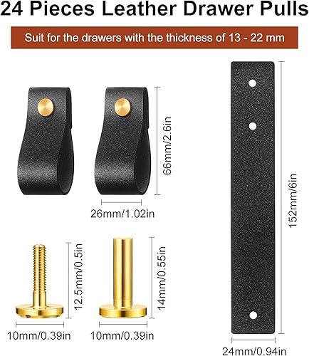 Miniatura 9 de 24 tiradores de cuero de PVC hechos a mano de cuero de PVC para gabinete, pomos de muebles para gabinete, manijas de puerta de armario, manijas de
